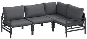 vidaXL Σετ Καναπέ Κήπου με μαξιλάρι 4 pcs Ανθρακί Ατσάλι