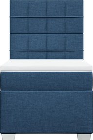 vidaXL Κρεβάτι Boxspring με Στρώμα Μπλε 90x200 εκ.Υφασμάτινο