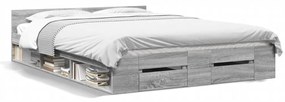 Πλαίσιο Κρεβατιού με Συρτάρια Γκρι Sonoma 150x200εκ. Επεξ. Ξύλο