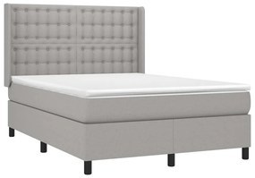 Κρεβάτι Boxspring με Στρώμα &amp; LED Αν.Γκρι 140x200εκ. Υφασμάτινο - Γκρι