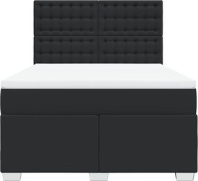 vidaXL Κρεβάτι Boxspring με Στρώμα Μαύρο 140x200εκ.από Συνθετικό Δέρμα