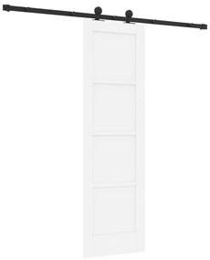 vidaXL Συρόμενη Πόρτα με Σετ Χερούλια Λευκή 61x198.5 εκ Συμπαγές Ξύλο Πεύκου