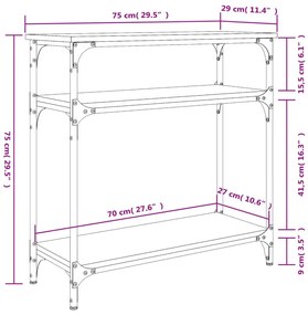 Τραπέζι Κονσόλα Γκρι Sonoma 75x29x75 εκ. Επεξεργασμένο Ξύλο - Γκρι