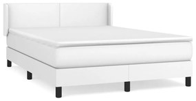 vidaXL Κρεβάτι Boxspring με Στρώμα Λευκό 140x200εκ.από Συνθετικό Δέρμα