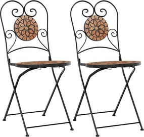 vidaXL Καρέκλες Bistro Πτυσσόμενες 2 τεμ. Τερακότα Κεραμικές