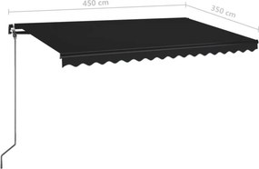 vidaXL Τέντα Συρόμενη Χειροκίνητη με LED Ανθρακί 450 x 350 εκ.