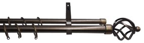 Κουρτινόξυλο Διπλό Επεκτεινόμενο 140-240cm Με Άκρα Grace Bronze 922182