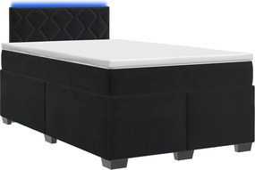 vidaXL Κρεβάτι Box Spring με Στρώμα και LED Μαύρο 120 x 190 cm Βελούδο