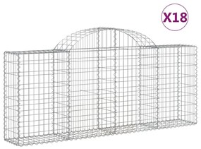 vidaXL Συρματοκιβώτια Τοξωτά 18 τεμ. 200x30x80/100 εκ. Γαλβαν. Ατσάλι