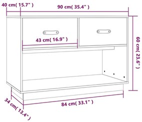 Έπιπλο Τηλεόρασης 90 x 40 x 60 εκ. από Μασίφ Ξύλο Πεύκου - Καφέ