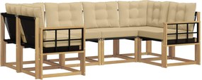vidaXL Σειρά Καναπέ Εξωτερικού με μαξιλάρι 6 pcs Λευκό και Μπεζ