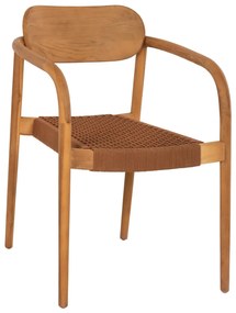 ARMCHAIR OSLO  TEAK WOOD IN NATURAL &amp; BROWN ROPE 55x54x80Hcm.