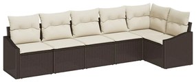 vidaXL Σετ Καναπέ Κήπου 6 pcs Καφέ και Λευκό συνθετικό ρατάν