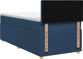 vidaXL Κρεβάτι box spring με στρώμα Μπλε 90 x 190 cm Ύφασμα