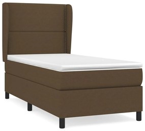 vidaXL Κρεβάτι Boxspring με Στρώμα Σκούρο Καφέ 100x200 εκ. Υφασμάτινο