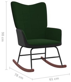 Πολυθρόνα Κουνιστή Σκούρο Πράσινο από Βελούδο και PVC - Πράσινο