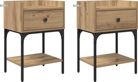 vidaXL Κομοδίνο 2 τεμ. Artisan Oak 40 x 29 x 60 εκ Επεξεργασμένο Ξύλο