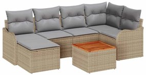 vidaXL Σετ Καναπέ Κήπου 7 pcs Μπεζ Πολυ ράταν