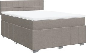 vidaXL Κρεβάτι Boxspring με Στρώμα Taupe 140x190 εκ. Υφασμάτινο