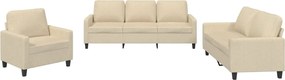 vidaXL Πολυθρόνες Σετ 3 Τεμαχίων Κρεμ από Ύφασμα με Μαξιλάρια