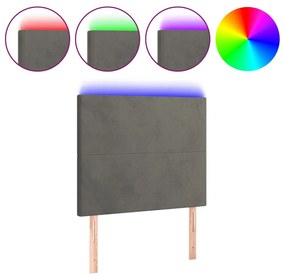 Κεφαλάρι Κρεβατιού LED Σκούρο Γκρι 80x5x118/128 εκ. Βελούδινο 3122175