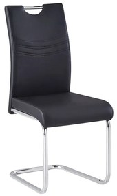 ΕΜ914,4 CROFT Καρέκλα Tραπεζαρίας Κουζίνας, Μέταλλο Χρώμιο, PU Μαύρο  43x58x97cm Χρώμιο/Μαύρο,  Μέταλλο/PVC - PU, , 4 Τεμάχια