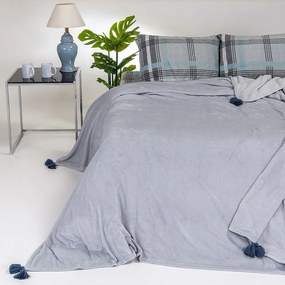 ΚΟΥΒΕΡΤΑ FLANNEL ΜΟΝΗ BERLIN LIGHT GREY - MELINEN