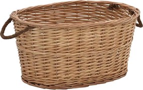 vidaXL Καλάθι Καυσόξυλων με Λαβές Μεταφοράς 56x40x28 εκ. Φυσική Ιτιά