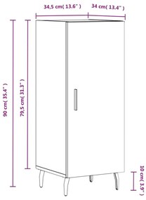 Ντουλάπι Γυαλιστερό Λευκό 34,5x34x90 εκ. Επεξεργασμένο Ξύλο - Λευκό