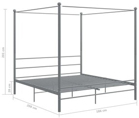 vidaXL Πλαίσιο Κρεβατιού με Ουρανό Γκρι 180 x 200 εκ. Μεταλλικό