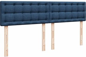 vidaXL Κρεβάτι Boxspring με Στρώμα Μπλε 200x200 εκ. Υφασμάτινο
