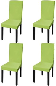 vidaXL Κάλυμμα Καρέκλας Ελαστικό Ίσιο 4 τεμ. Πράσινο