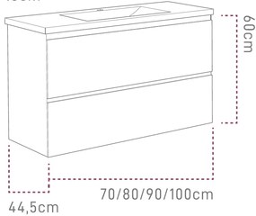 Έπιπλο μπάνιου Sanitec Alba D-Kafe Skouro-Μήκος: 70εκ.