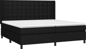 vidaXL Κρεβάτι Boxspring με Στρώμα Μαύρο 200x200 εκ. Υφασμάτινο