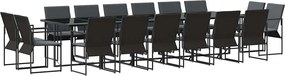 vidaXL Σέτ φαγητού για κήπο 17 pcs Μαύρο Ατσάλι