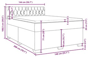 Κρεβάτι Boxspring με Στρώμα Μαύρο 140x200 εκ. Βελούδινο - Μαύρο