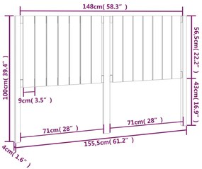 vidaXL Κεφαλάρι Κρεβατιού Λευκό 155,5 x 4 x 100 εκ. Μασίφ Ξύλο Πεύκου