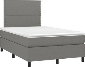 vidaXL Κρεβάτι Boxspring με Στρώμα Σκούρο Γκρι 120x190 εκ Υφασμάτινο