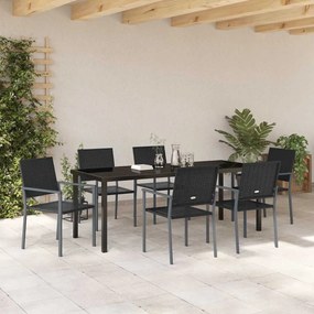 vidaXL Σέτ φαγητού για κήπο 7 pcs Μαύρο Ράτα PE