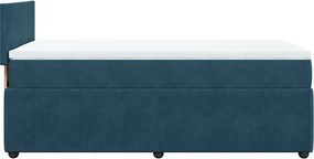 vidaXL Κρεβάτι Boxspring με Στρώμα Μπλε 90x190 εκ. Βελούδινο