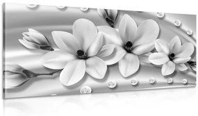 Εικόνα πολυτελείας μανόλια με πέρλες σε μαύρο & άσπρο