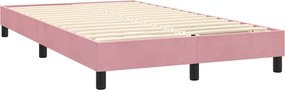 vidaXL Κρεβάτι Boxspring με Στρώμα &amp; LED ροζ 120x220 cm Βελούδινο