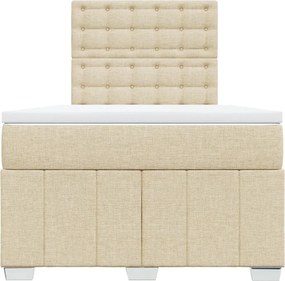 vidaXL Κρεβάτι Boxspring με Στρώμα Κρεμ 120x190 εκ. Υφασμάτινο