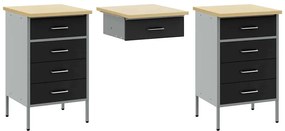 vidaXL Ντουλάπα Εργασίας με συρτάρι 3 pcs Μαύρο 150 x 55 x 85 εκ