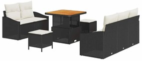 vidaXL Σετ Καναπέ Κήπου με μαξιλάρι 8 pcs Μαύρο Πολυ ράταν