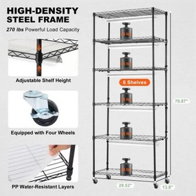 VEVOR DIY Plant Stand with Grow Lights 6 Tiers 192W 70.9&quot; Tall Plant Grow Shelf