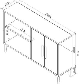 Μπουφές Λευκό / Χρυσό AHART 120x30x80