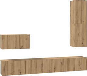 vidaXL Τηλεοπτική Κάβα Τοίχου 4 τμχ. Artisan Oak Επεξεργασμένο Ξύλο