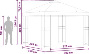 vidaXL Κιόσκι 3 x 3 m Μπεζ Πολυεστέρας και Χάλυβας 190 gsm