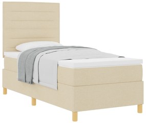 vidaXL Κρεβάτι Κιβωτού με Στρώμα Κρεμ 90x200 cm Ύφασμα